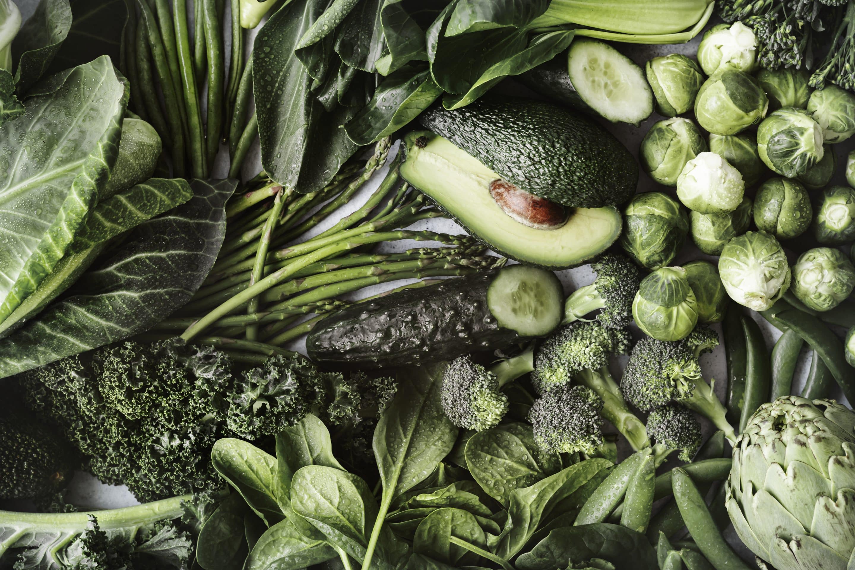 green vegetables flat lay healthy diet